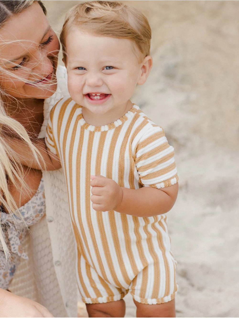 RYLEE + CRU SHORTY ONE-PIECE / MARIGOLD STRIPE